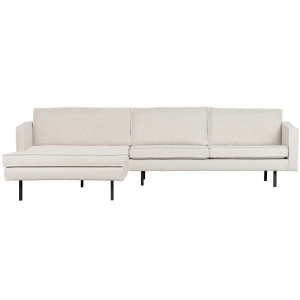 Canapea cu colt crem din textil 300 cm Rodeo Boucle Left Woood