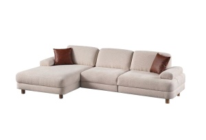 Canapea cu colt crem din textil 315 cm Nice Left The Home Collection