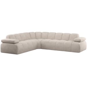 Canapea cu colt ecru din textil 310 cm Mojo Rib Left Woood