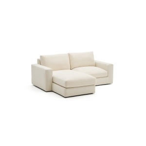 Canapea cu colt ecru din textil pentru 3 persoane Alea Left Kave Home