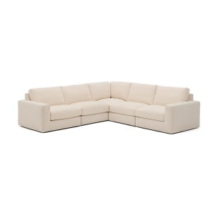 Canapea cu colt ecru din textil pentru 5 persoane Alea Kave Home