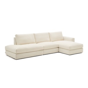 Canapea cu colt ecru din textil pentru 5 persoane Alea Right Kave Home