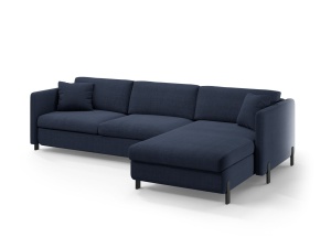 Canapea cu colt extensibila albastra din textil pentru 5 persoane Gloria Right Micadoni