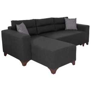 Canapea cu colt extensibila gri antracit din textil 260 cm Tloft Mini The Home Collection