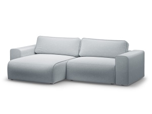 Canapea cu colt extensibila gri deschis din textil pentru 3 persoane Victor Left Micadoni