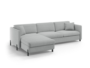 Canapea cu colt extensibila gri deschis din textil pentru 5 persoane Gloria Left Micadoni