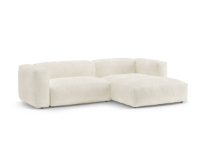 Canapea cu colt extensibila ivorie din textil pentru 4 persoane Martina Boucle Right Micadoni