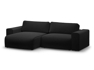 Canapea cu colt extensibila neagra din catifea pentru 3 persoane Victor Left Micadoni