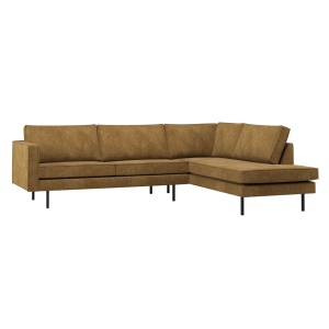 Canapea cu colt galben miere din textil 266 cm Rodeo Rib Right Woood