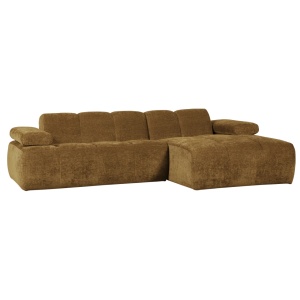 Canapea cu colt galben miere din textil 284 cm Mojo Rib Right Woood