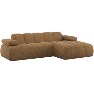 Canapea cu colt galben miere din textil 284 cm Mojo Woolly Right Woood