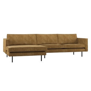 Canapea cu colt galben miere din textil 300 cm Rodeo Rib Left Woood
