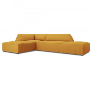 Canapea cu colt galbena din textil pentru 4 persoane Ruby Left Micadoni