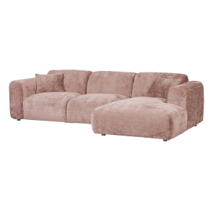 Canapea cu colt grej/roz din textil 280 cm Cloud Right Chenille Woood