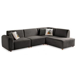 Canapea cu colt gri antracit din textil 290 cm S-loft Right The Home Collection