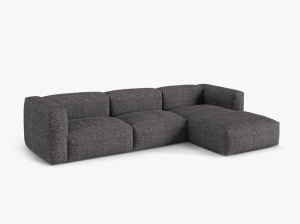 Canapea cu colt gri antracit din textil pentru 3 persoane Martina Right Boucle Micadoni