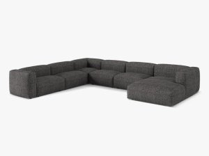 Canapea cu colt gri antracit din textil pentru 6 persoane Martina Boucle Left Micadoni