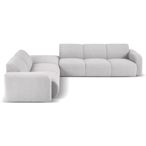 Canapea cu colt gri deschis din textil pentru 6 persoane Molino Boucle Left Micadoni