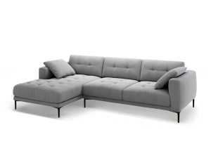 Canapea cu colt gri din catifea pentru 3 persoane Bemy Left Velvet Micadoni