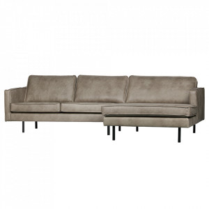 Canapea cu colt gri din nailon si poliuretan 300 cm Rodeo Right Be Pure Home