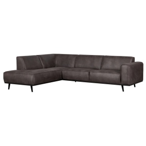 Canapea cu colt gri inchis din piele ecologica 274 cm Statement Left Woood