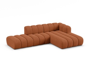 Canapea cu colt maro caramiziu din textil pentru 5 persoane Lupine Chenille Right Micadoni