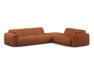 Canapea cu colt maro caramiziu din textil pentru 6 persoane Molino Eden Right Micadoni
