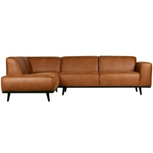 Canapea cu colt maro coniac din piele 274 cm Statement Left Woood