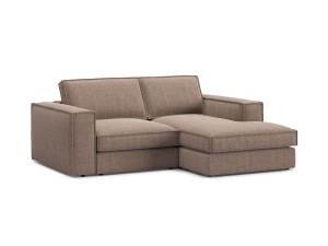 Canapea cu colt maro deschis din textil pentru 2 persoane Pola Right Micadoni