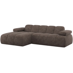 Canapea cu colt maro din textil 284 cm Mojo Woolly Left Woood