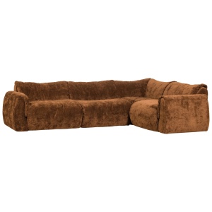 Canapea cu colt maro din textil 301 cm Baggy 3D Chenille Right Woood