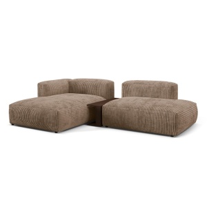 Canapea cu colt maro din textil pentru 2 persoane Martina Corduroy Left Micadoni