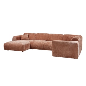 Canapea cu colt maro teracota din textil 345 cm Cloud Right Chenille Woood