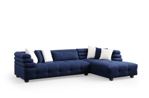 Canapea cu colt modulara albastra din textil 300 cm Boston Right The Home Collection
