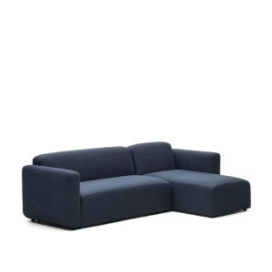 Canapea cu colt modulara albastra din textil pentru 3 persoane Neom Kave Home