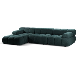 Canapea cu colt modulara albastru petrol din textil pentru 4 persoane Bellis Boucle Left Micadoni