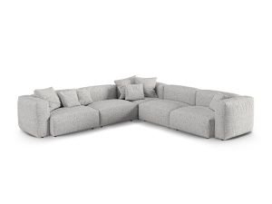 Canapea cu colt modulara argintie din textil pentru 5 persoane Martina Boucle XL Micadoni