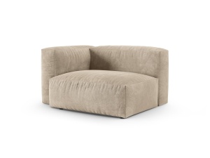Canapea cu colt modulara bej deschis din catifea pentru 1 persoana Martina Left 120 XL Micadoni