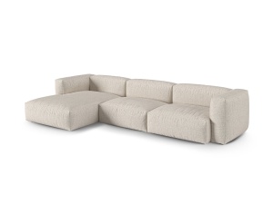 Canapea cu colt modulara bej din textil pentru 3 persoane Martina Boucle XL Left Micadoni