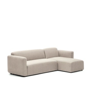 Canapea cu colt modulara bej din textil pentru 3 persoane Neom Kave Home