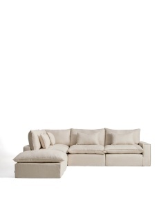 Canapea cu colt modulara bej din textil pentru 6 persoane Anarela 347 Left Kave Home