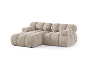 Canapea cu colt modulara bej inchis din catifea pentru 3 persoane Bellis Bluvel Left Micadoni