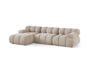 Canapea cu colt modulara bej inchis din catifea pentru 4 persoane Bellis 155 Left Micadoni