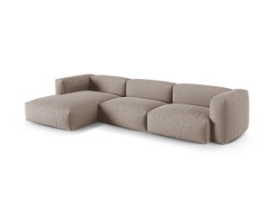Canapea cu colt modulara bej inchis din textil pentru 3 persoane Martina XL Left Micadoni