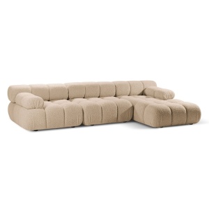 Canapea cu colt modulara bej nisipiu din textil pentru 4 persoane Bellis Boucle Right Micadoni