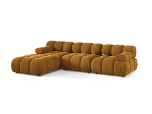 Canapea cu colt modulara galbena din catifea pentru 4 persoane Bellis Bluvel Left Micadoni