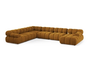 Canapea cu colt modulara galbena din catifea pentru 8 persoane Bellis Panoramic Left Micadoni