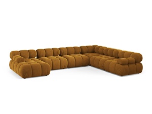 Canapea cu colt modulara galbena din catifea pentru 8 persoane Bellis Panoramic Right Micadoni