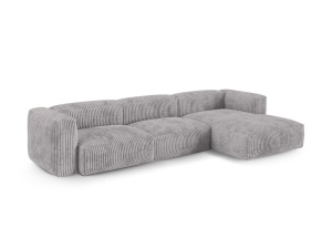 Canapea cu colt modulara gri deschis din textil pentru 3 persoane Martina Corduroy XL Right Micadoni