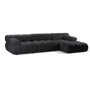Canapea cu colt modulara gri grafit din textil pentru 4 persoane Bellis Boucle Right Micadoni